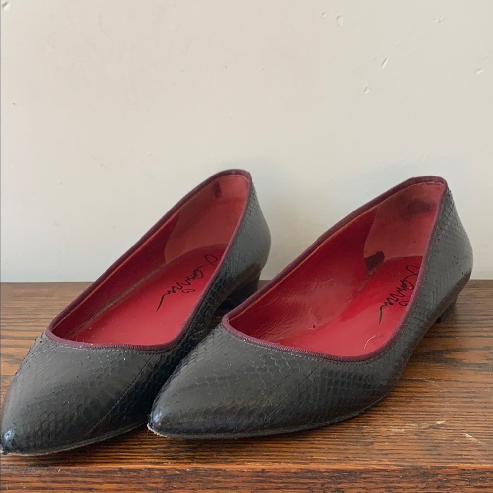 Lanvin Snakeskin Flats Black 39